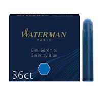 Waterman Cartouches d'encre stylo-plume Format standard international petit Bleu Sérénité Lot de 36