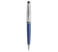 WATERMAN Expert Deluxe Stylo bille, Laque métallique Bleu, capuchon métal, recharge bleue pointe moyenne, Coffret cadeau