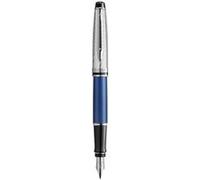 WATERMAN Expert Deluxe Stylo plume, Laque métallique Bleu, capuchon métal, Plume fine, encre bleue, Coffret cadeau Bleu G