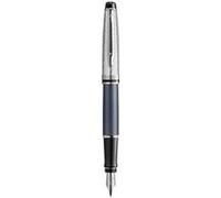 WATERMAN Expert Deluxe Stylo plume, Laque métallique Stone, capuchon métal, Plume fine, encre bleue, Coffret cadeau Gris G