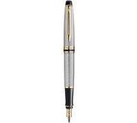 WATERMAN Expert Stylo plume, Acier Inoxydable, plume moyenne, encre bleue, Coffret cadeau Acier G