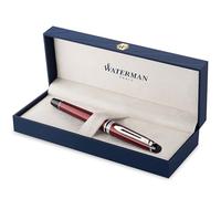 Waterman Expert stylo roller | rouge foncé avec attributs chromés | pointe fine | encre noire | coffret cadeau