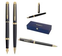 Waterman Hémisphère Ensemble stylo plume et stylo à bille avec gravure, kit d'écriture de luxe, personnalisable, cadeau d'anniversaire, d'anniversaire et de Noël, noir mat G.T