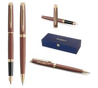 Waterman Hémisphère Ensemble stylo plume et stylo à bille avec gravure, kit d'écriture de luxe, personnalisable, cadeau d'anniversaire, d'anniversaire et de Noël (cuivre Red G.T)