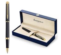 Waterman Hémisphère Roller à encre avec gravure - Instrument d'écriture de luxe personnalisé - Élégant cadeau pour femmes et hommes - Encre bleue (MATT NOIR G.C.)