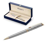Waterman Hémisphère Stylo à bille gravé - Stylo à bille de luxe personnalisé - Cadeau élégant pour homme et femme - Encre bleue (acier inoxydable)