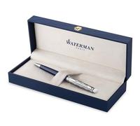 Waterman Hémisphère Stylo bille | Laqué gris métallique et bleu | Capuchon biseauté | Encre bleue | Écrin