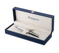 Waterman Hémisphère Stylo bille | laque noire et blanche avec finition palladium | pointe moyenne | Encre bleue | Coffret cadeau