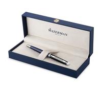 Waterman Hémisphère Stylo bille | laque noire et bleue avec finition palladium | pointe moyenne | Encre bleue | Coffret cadeau