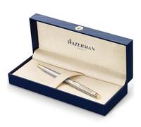 Waterman Hémisphère stylo bille luxe - acier inoxydable avec attributs or fin 23K - pointe moyenne - encre bleue - coffret cadeau