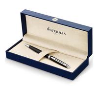 Waterman Hémisphère stylo bille luxe | noir mat avec attributs chromés | pointe moyenne | encre bleue | coffret cadeau