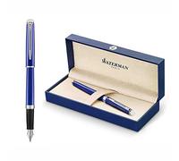 Waterman Hémisphère Stylo plume avec gravure | Cadeau pour homme et femme | Inspiré de la mode parisienne | Personnalisé | Gravé | Encre bleue | Pointe moyenne (Bright Blue C.C)