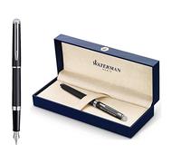 Waterman Hémisphère Stylo plume avec gravure - Stylo d'écriture de luxe personnalisé - Élégant cadeau pour homme et femme - Encre bleue (noir mat C.T)