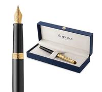 Waterman Hémisphère Stylo plume | La collection Opera | Noir et or | plume moyenne et cartouche d’encre bleue | Coffret cadeau géométrique