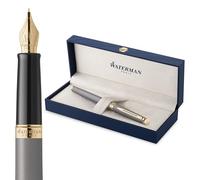 Waterman Stylo plume Hémisphère | L'édition discrète | Gris Pierre | Plume moyenne en acier inoxydable | Encre bleue | Coffret cadeau