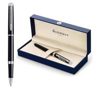 Waterman Hémisphère Stylo roller avec gravure - Stylo d'écriture de luxe personnalisé - Cadeau élégant pour homme et femme - Encre bleue (vernis noir C.C)