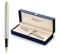Waterman Hémisphère Stylo roller avec gravure - Stylo personnalisé de luxe - Cadeau élégant pour homme et femme - Encre bleue (acier inoxydable G.C)