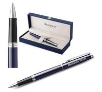 Waterman Hémisphère Stylo roller gravé - Stylo d'écriture de luxe personnalisé - Stylo d'écriture élégant en cadeau pour homme et femme - Encre bleue (BLUE C.C)
