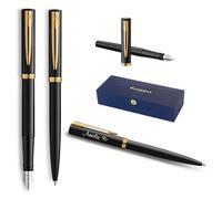 Waterman Impression - Ensemble stylo à bille et stylo-plume avec gravure - Personnalisable - Ensemble d'écriture élégant pour hommes et femmes - Encre bleue (Black GT)
