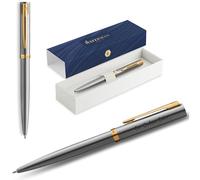 Waterman Impression Stylo à bille gravé - Stylo d'écriture de luxe personnalisé - Élégant cadeau pour homme et femme - Encre bleue (acier inoxydable GT)