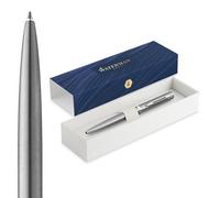 Waterman Impression Stylo bille | Pointe moyenne avec recharge d'encre bleue | Acier inoxydable avec garniture plaquée palladium | Boîte cadeau