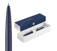 Waterman Impression Stylo bille | Pointe moyenne avec recharge d'encre bleue | Laque bleue avec garniture plaquée palladium | Boîte cadeau