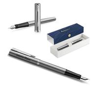 Waterman Impression Stylo plume avec gravure - Personnalisable - Élégant stylo d'écriture - Cadeau pour hommes et femmes - Encre bleue (acier inoxydable CT)