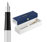 Waterman Impression Stylo plume | Pointe fine avec recharge d'encre bleue | Laque blanche avec garniture dorée | Boîte cadeau
