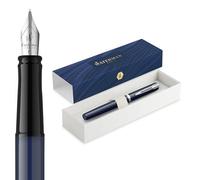 Waterman Stylo plume Impression, pointe fine, laque bleue, garniture plaquée palladium, boîte cadeau