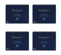 Waterman S0110910 Lot de 4 étuis de 8 cartouches d'encre grand format Bleu effaçable (4 x 8 paquets bleu)