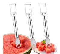 Watermelon Cutter, 2-In-1 Stainless Steel Fruit Cutter with Round Handle for Home Picnic Party (3pcs)