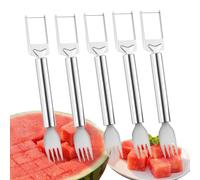Watermelon Cutter, 2-In-1 Stainless Steel Fruit Cutter with Round Handle for Home Picnic Party (5pcs)
