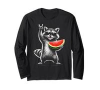 Watermelon Raccoon Rock on Summer Vibe Men Women Kids Manche Longue