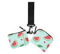 Watermelon Summer Fresh Lovely Lot de 2 pochettes pour pièces de monnaie et cartes minimalistes avec dragonne pour femme