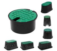 Watermil Boîte de soupape Rain avec vanne sphérique 3/4", boîte à valve ronde, extraction d'eau pour arrosage du jardin, plastique résistant aux UV, vert, diamètre 200 mm