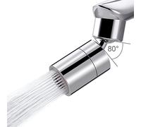 Waternymph Aérateur de robinet d'évier de cuisine en laiton massif - Aérateur de robinet pivotant grand angle double fonction 2 pulvérisateurs pour robinet de cuisine - Pivotant à 360 degrés - Chrome
