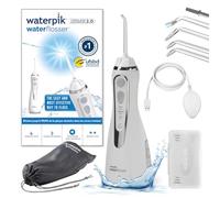 Waterpik Advanced - Hydropulseur Dentaire Sans Fil, Jet Dentaire Portable Rechargeable avec Câble USB, Élimine la Plaque, 3 Niveaux de Pression, Blanc (WP-580EU)