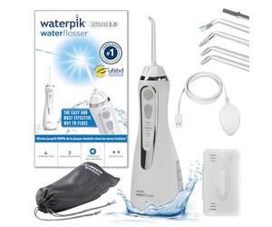Waterpik Advanced - Hydropulseur Dentaire Sans Fil, Jet Dentaire Portable Rechargeable avec Câble USB, Élimine la Plaque, 3 Niveaux de Pression, Blanc (WP-580EU)