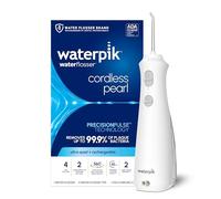 Waterpik Hydropulseur portable rechargeable sans fil Pearl pour les dents, les gencives, les soins des appareils dentaires et les voyages avec 4 embouts de fil dentaire, accepté ADA, WF-13 Blanc