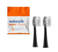 Waterpik Véritables têtes de brosse de remplacement pleine taille avec couvertures pour Sonic Fusion Flossing Brosse à dents SFFB-2EB, 2 Count Noir