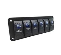 Waterproof 6 Gang 2LED Light Rocker Switch Panel Circuit Breaker 12V Boat Marine (Color : Black)