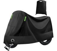 Waterproof And Uv Protected Motorcycle Cover, Needle Punched Cotton Motorcycle Cover With Aluminium Foil With Lock Holes For Motocross Scooters, Black, Xxl (245 X 105 X 125 Cm)