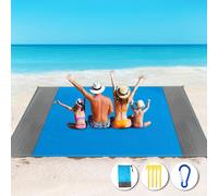 Waterproof Beach Mat,Xxl Beach Towel,Anti-Sand,210 X 200 Cm,Beach Accessory,Portable Picnic Mat For Beach,Picnic,Travel,Camping (Blue/Grey)
