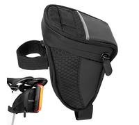 Waterproof Bike Saddle Bag, Large Zipper Pouch with Compact Storage and Secure Fastening for Bike Under Seat Taillight Tool Road Mountain Electric Cycling Night Riding Outdoor Safety Men Women