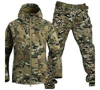 Waterproof Camouflage Military Uniform Suit, Men's Tactical Jacket and Pant Set, Military Soft Shell Suits, Army Combat Militar Clothes Suit, Camo Uniforme for Outdoor,05,L