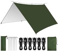 Waterproof Camping Tarp,3x3/3x4/3x5 M,Ultra Lightweight Waterproof Uv Block Snow Rain Cover With Grommets For Camping Picnic Hiking Hammock Outdoor Activities-Green