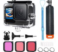 waterproof case with 3 filters for go pro hero 13 hero 12 hero 11 hero 10 hero 9 black underwater protective cover floating monopod action camera accessory