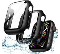 Waterproof Case With Screen Protector For Apple Watch Se (2022/2020) / Series 6 5 4 40mm, Built-In Tempered Glass Film, Full Protective Hard Pc Case, Pack Of 2 (Black)