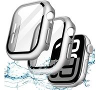Waterproof Case With Screen Protector For Apple Watch Series 10 46mm,Built-In Tempered Glass Film,Full Protective Hard Pc Case,Pack Of 2 (Silver)
