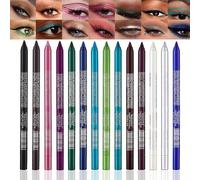 Waterproof Colored Eyeliner Pencil Set, 6/14 Pack Gel Eye Liners with Metallic & Shimmer Finish, Smudge-Proof Long-Lasting Makeup for Daily & Party Looks (C)